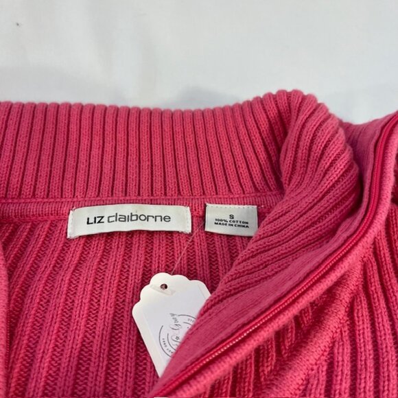 Liz Claiborne Women's Pink Cable Knit Sweater 3/4 Zip Size S - Picture 3 of 13